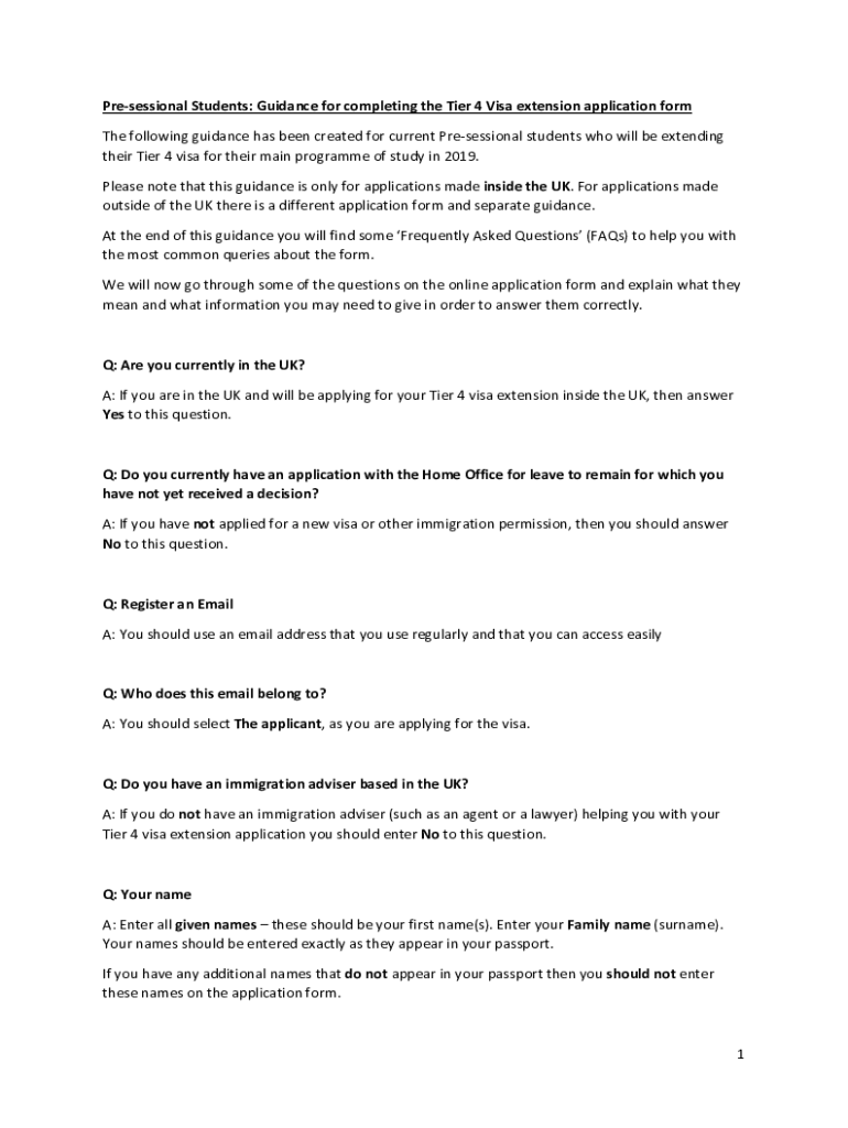 Fillable Online Visa Extension After A Pre sessional CourseThe University Of Fax Email Print