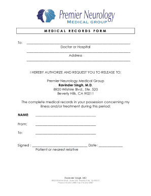 Fillable Online Medical Records Request Form 2018.doc Fax Email Print ...