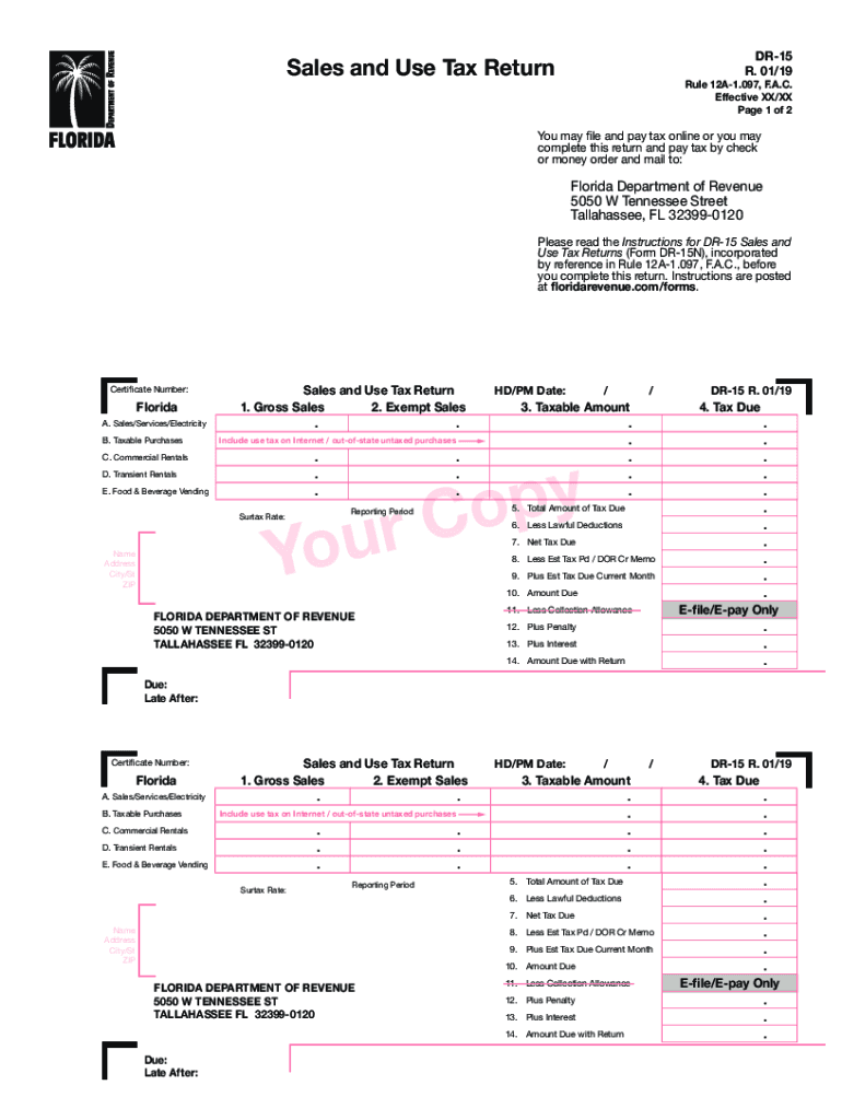 Fillable Online Florida sales tax form dr 15ez Fill out & sign online