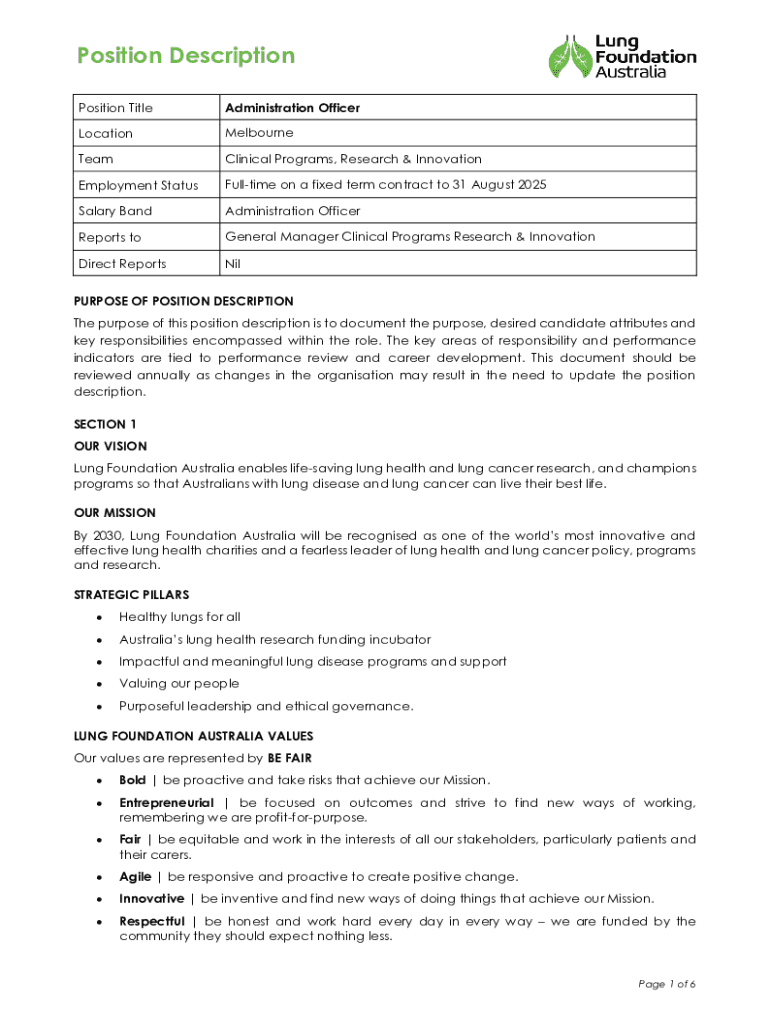 Fillable Online . Position Description Template Fax Email Print - pdfFiller