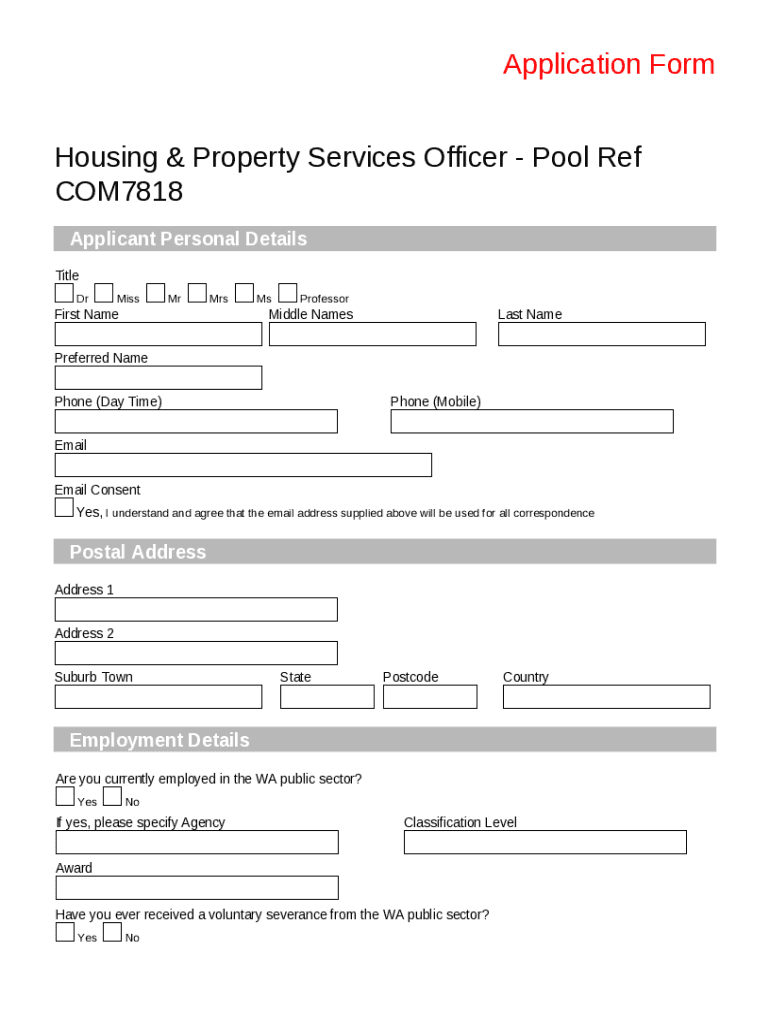 Fillable Online Public Housing Application Form Template Fax Email Print pdfFiller