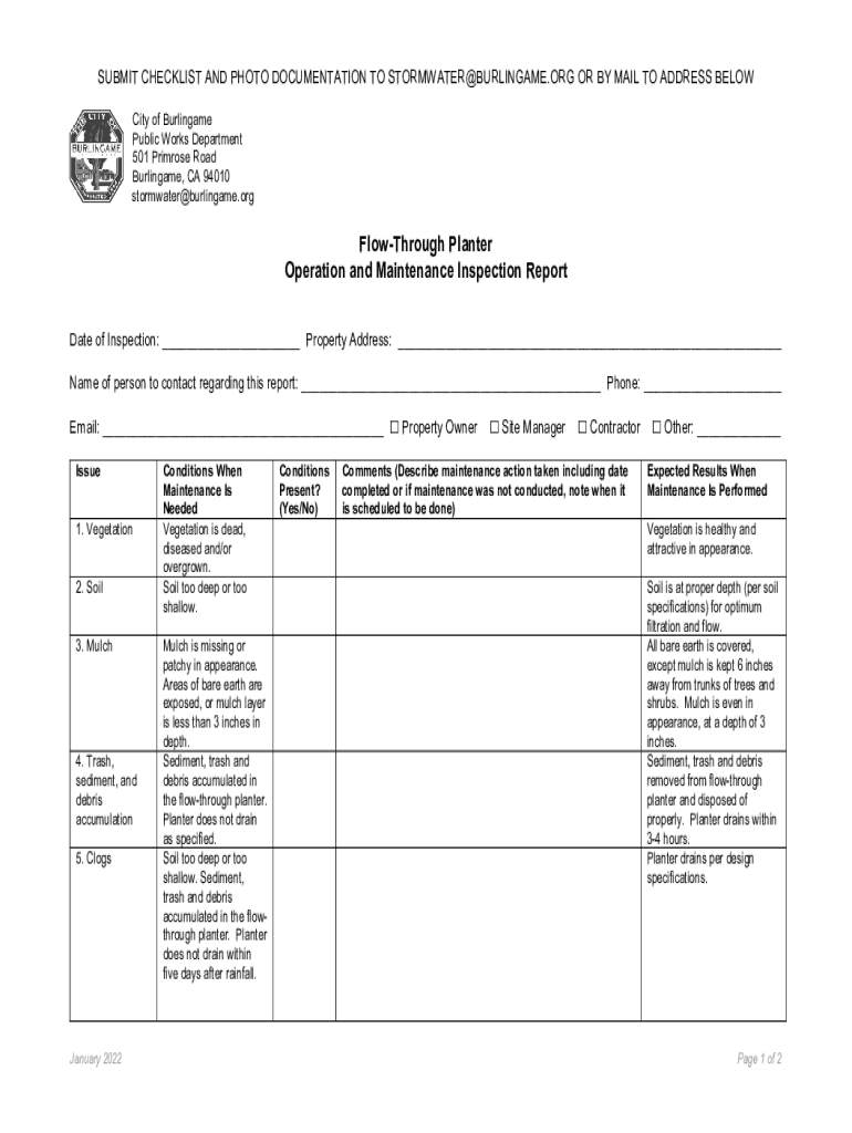 Fillable Online Flowthrough Planter Operation and Maintenance
