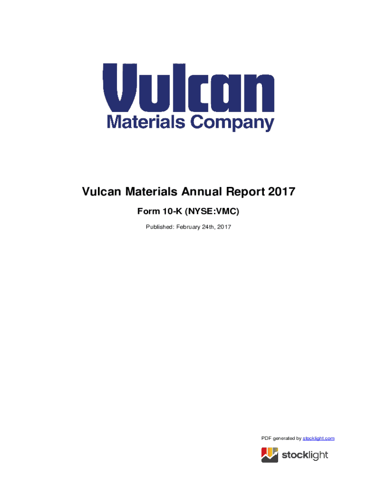 Fillable Online Vulcan Materials Co (VMC) SEC Filing 10K Annual Report