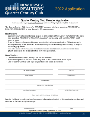 Fillable Online Quarter Century Club Member Application Fax Email Print ...