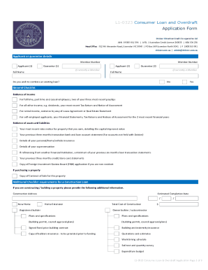 Fillable Online L1-0323 Consumer Loan and Overdraft Application Form ...