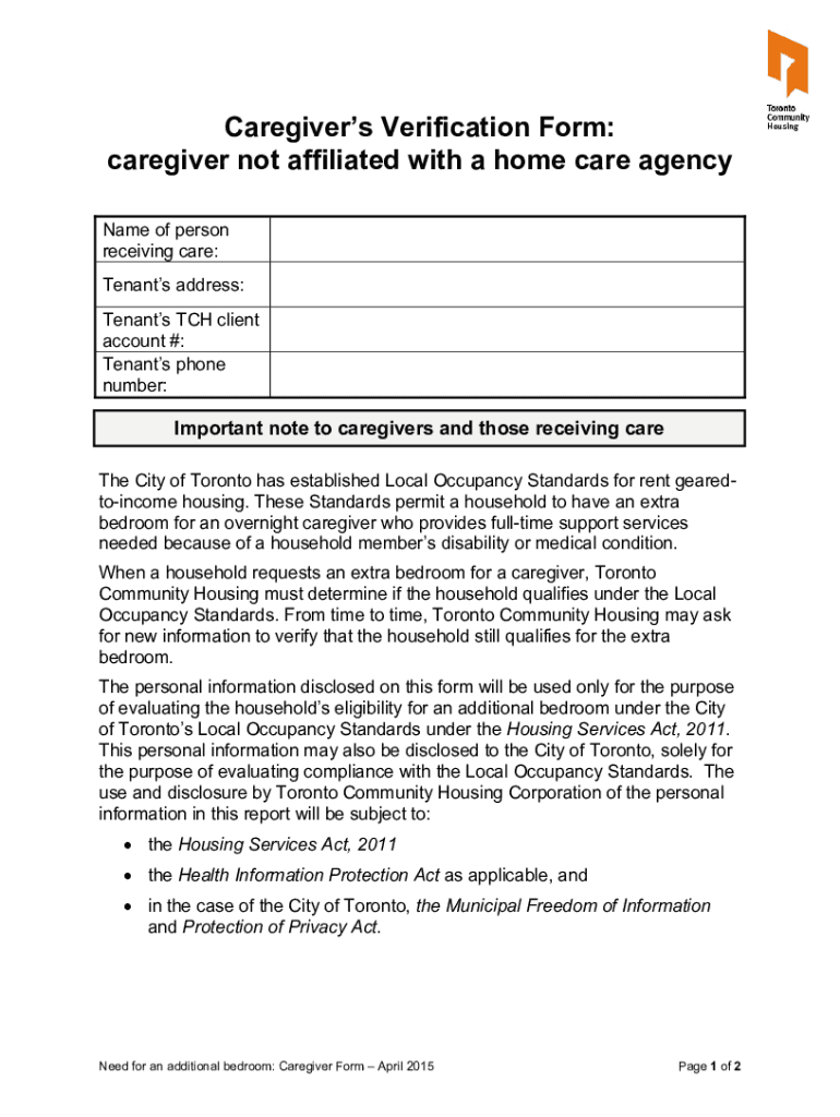 Fillable Online Caregiver's Verification Form Fax Email Print pdfFiller