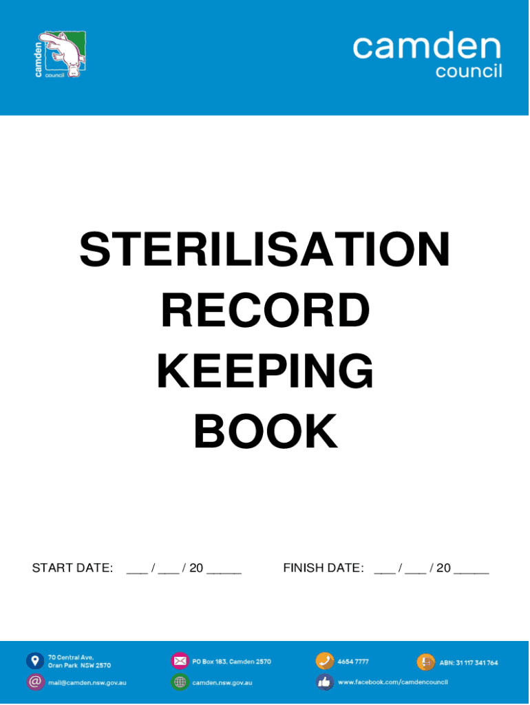 Fillable Online STERILISATION RECORD KEEPING BOOK Fax Email Print