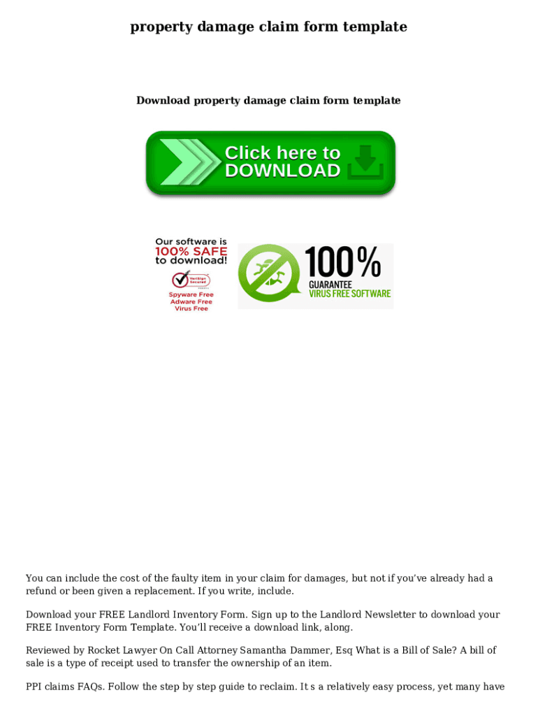 Fillable Online property damage claim form template. property damage