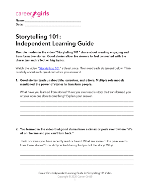 Fillable Online Storytelling 101 Empowerment Lesson - Discussion Guide ...
