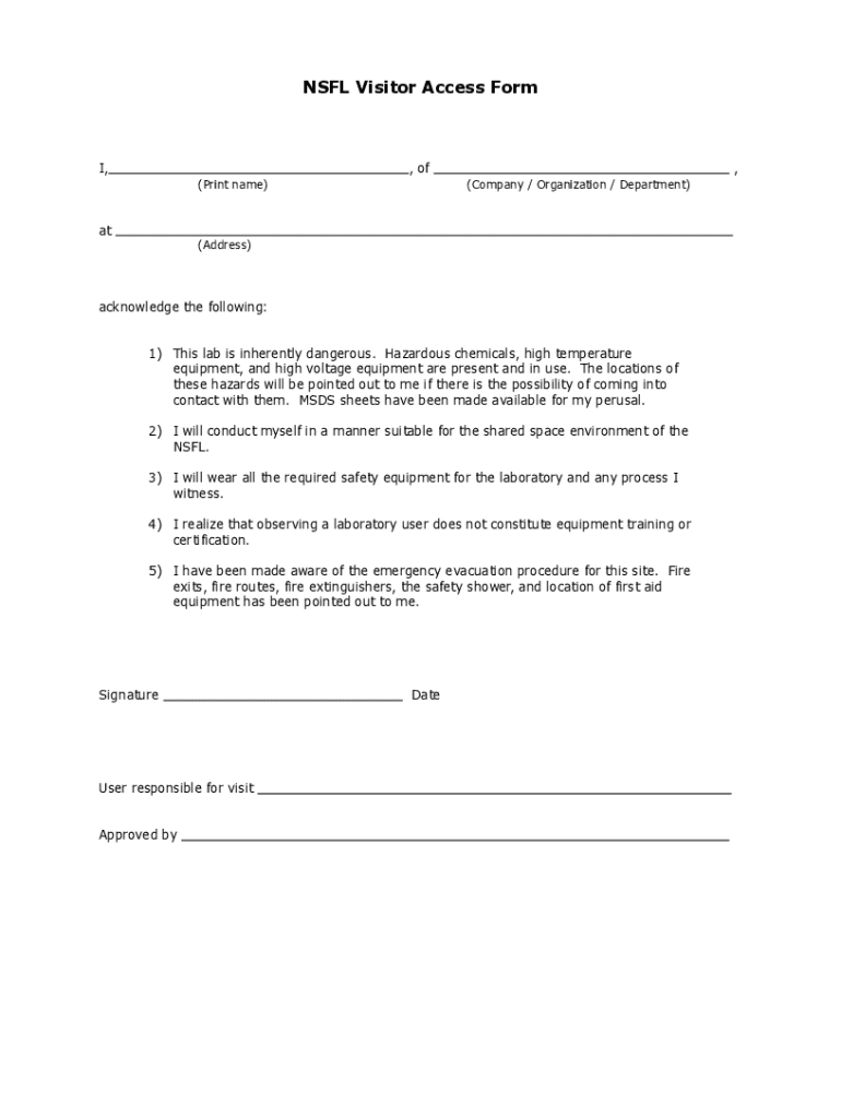 Fillable Online home cc umanitoba form 3, Visitor access form Fax Email