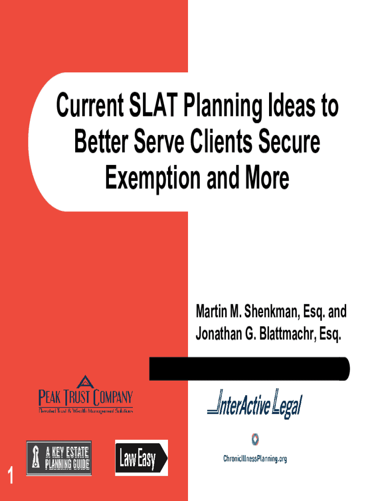 Fillable Online Using SLATs and other techniques for estate planning