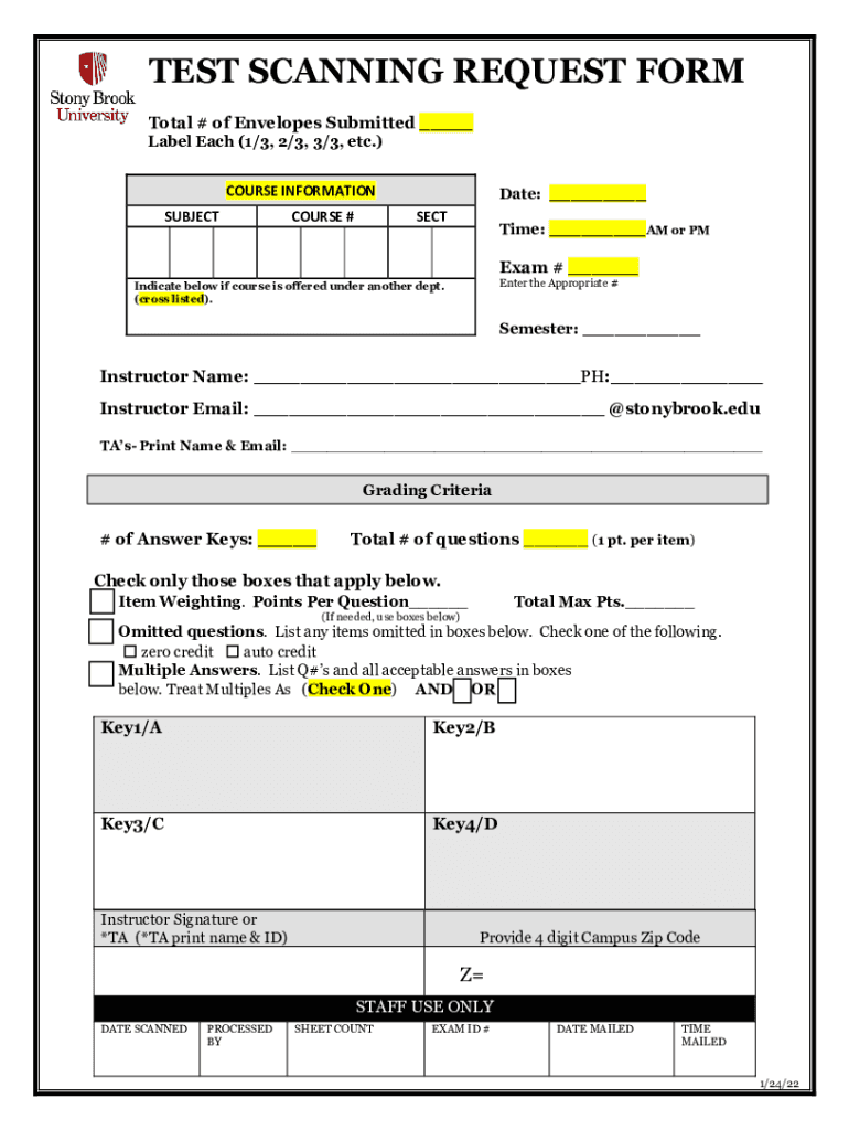 Fillable Online TEST SCANNING REQUEST FORM Fax Email Print - pdfFiller