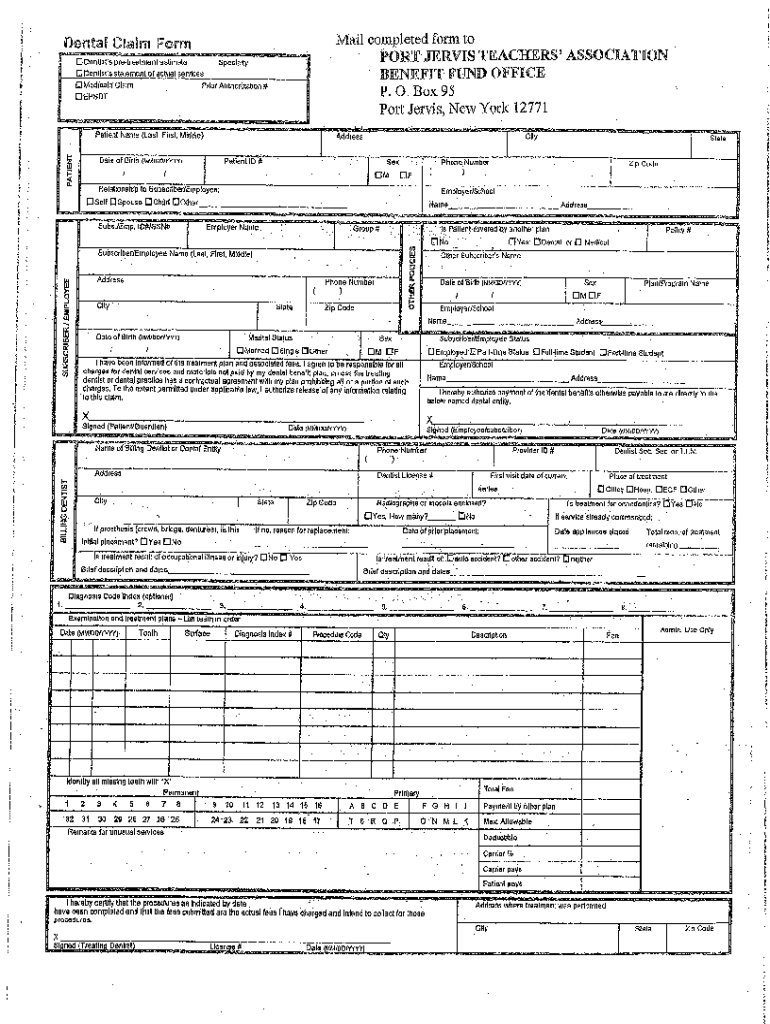 Fillable Online Dental Claim form ATTENDING DENTIST'S STATEMENT Fax