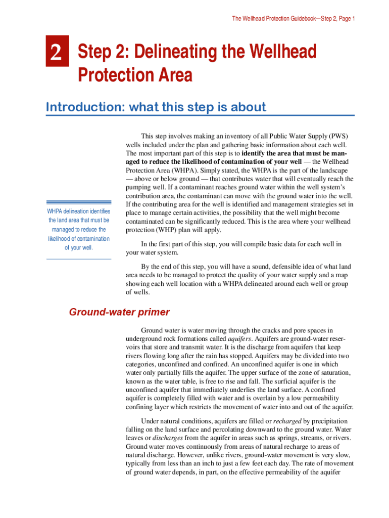 Fillable Online Wellhead Protection Area Delineation Fact Sheet Fax