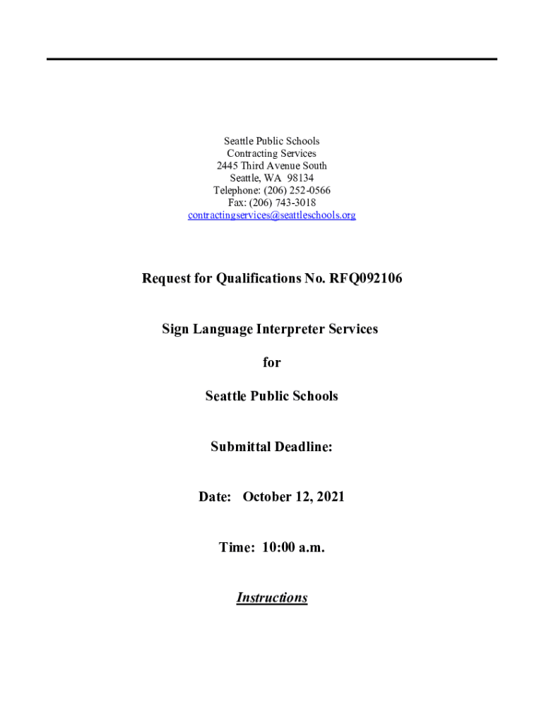 Fillable online rfq092106 sign language interpreter services fax