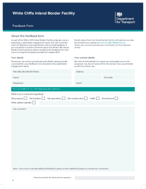Ashford - Sevington Inland Border Facility Feedback Form