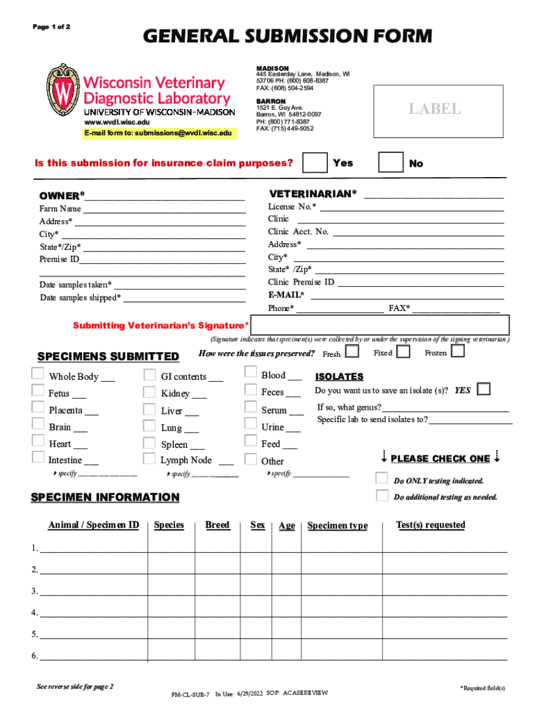 Fillable Online SEROLOGY & DIAGNOSTICS SUBMISSION FORM Fax Email Print