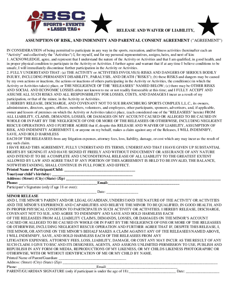 Texas Tornados Family Waiver and Release Preview on Page 1