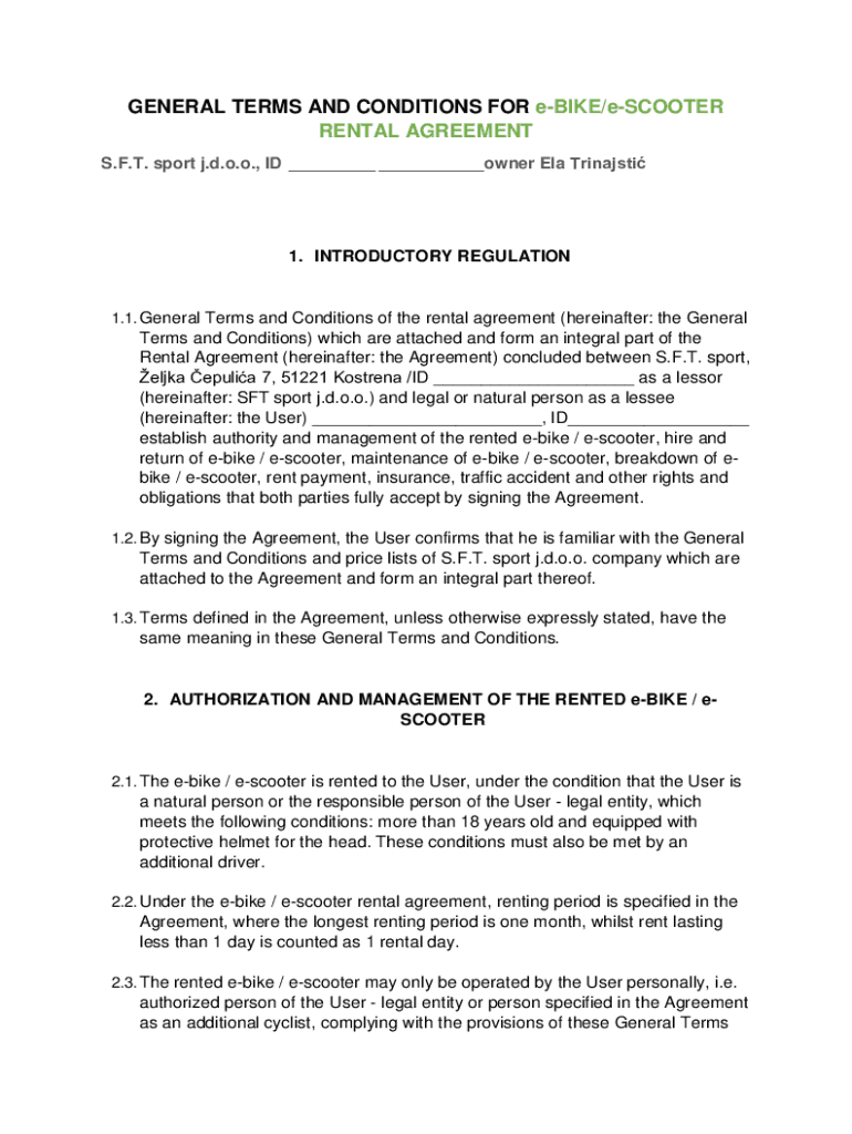 Fillable Online E Scooter Rental Agreement Riders Beware Language 