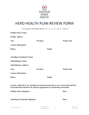 Herd Health Plan Review Form