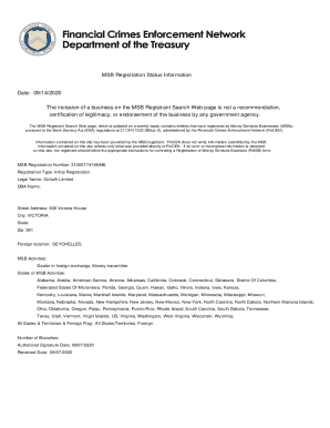 Fillable Online MSB Registration Status InformationPDF Fax Email Print ...