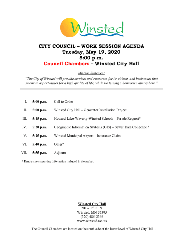 Fillable Online Council Chambers Winsted City Hall Fax Email Print