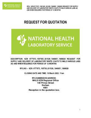RFQ: KZN 0777073105758303152910490511080828 REQUEST FOR SUPPLY