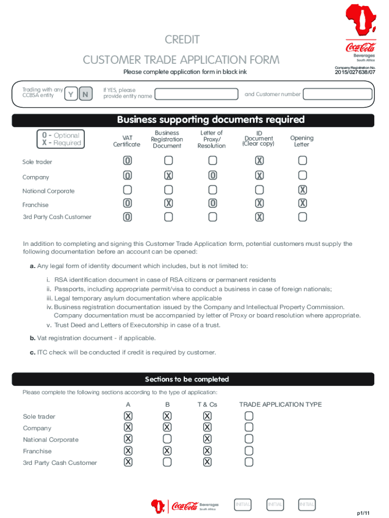 Fillable Online New Customer Credit Application Form PDF Fax Email ...