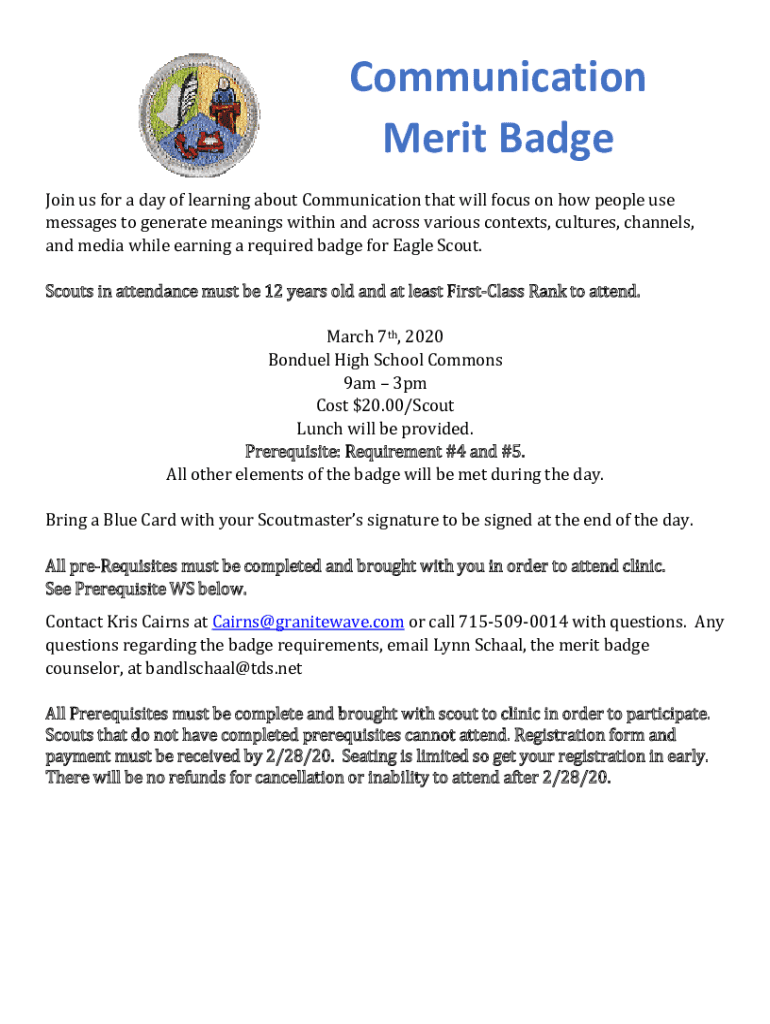 Fillable Online Communication Merit Badge Pamphlet Digital Download Fax