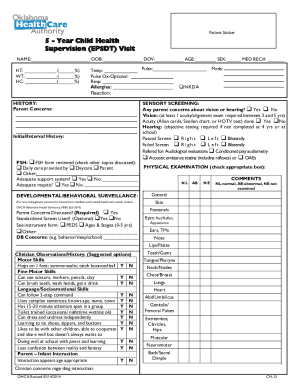 Fillable Online oepic ok Patient Sticker 2 Year Child Health ...