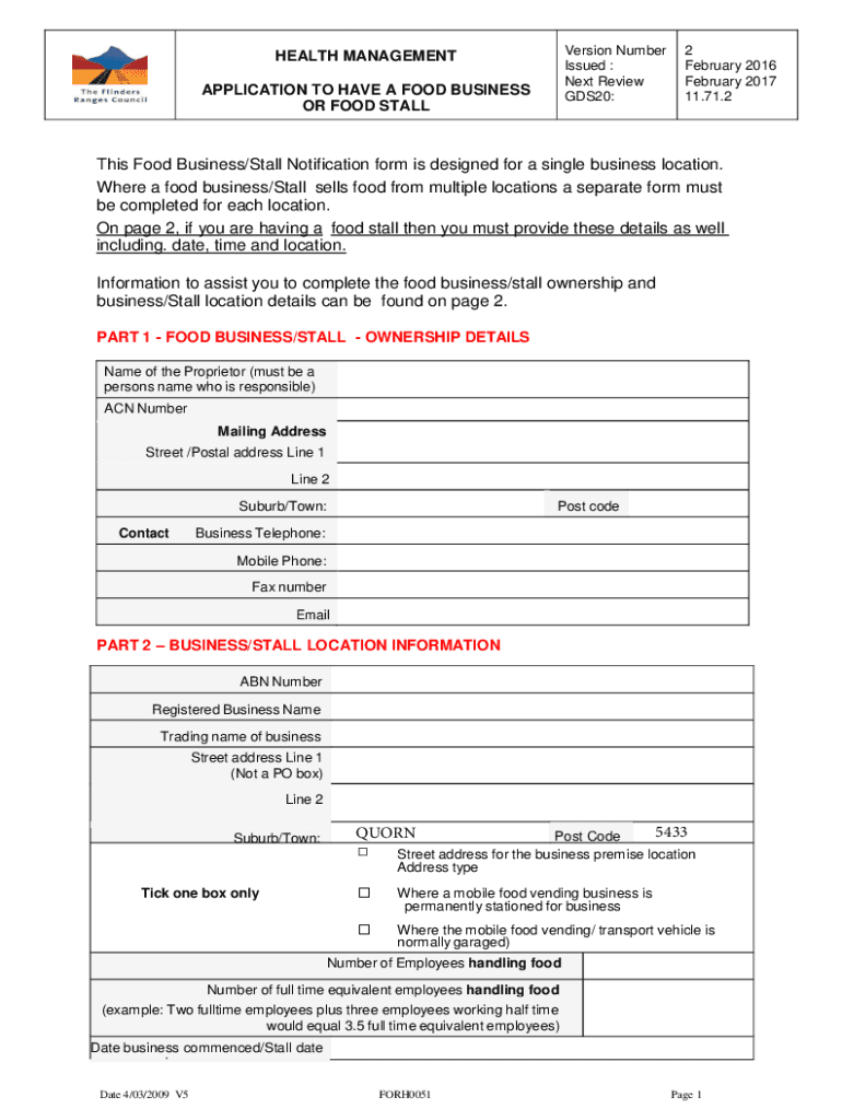 Fillable Online Application to operate mobile food vending vehicle or