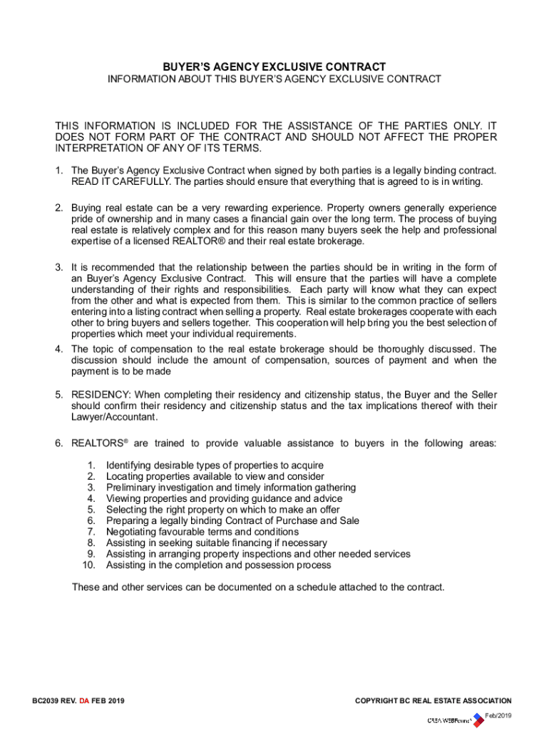 Fillable Online Buyer Agency Agreement Everything You Should Know Fax