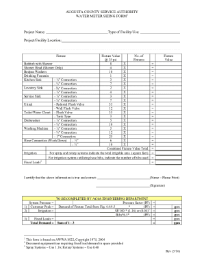 Fillable Online RESIDENTIAL WATER METER SIZING FORM Fax Email Print ...