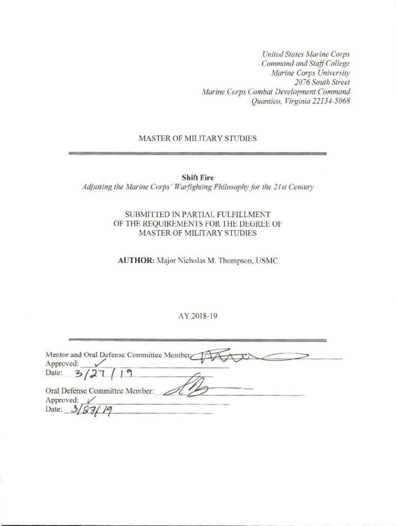 Fillable Online Shift Fire. The Marine Corps can better prepare for the