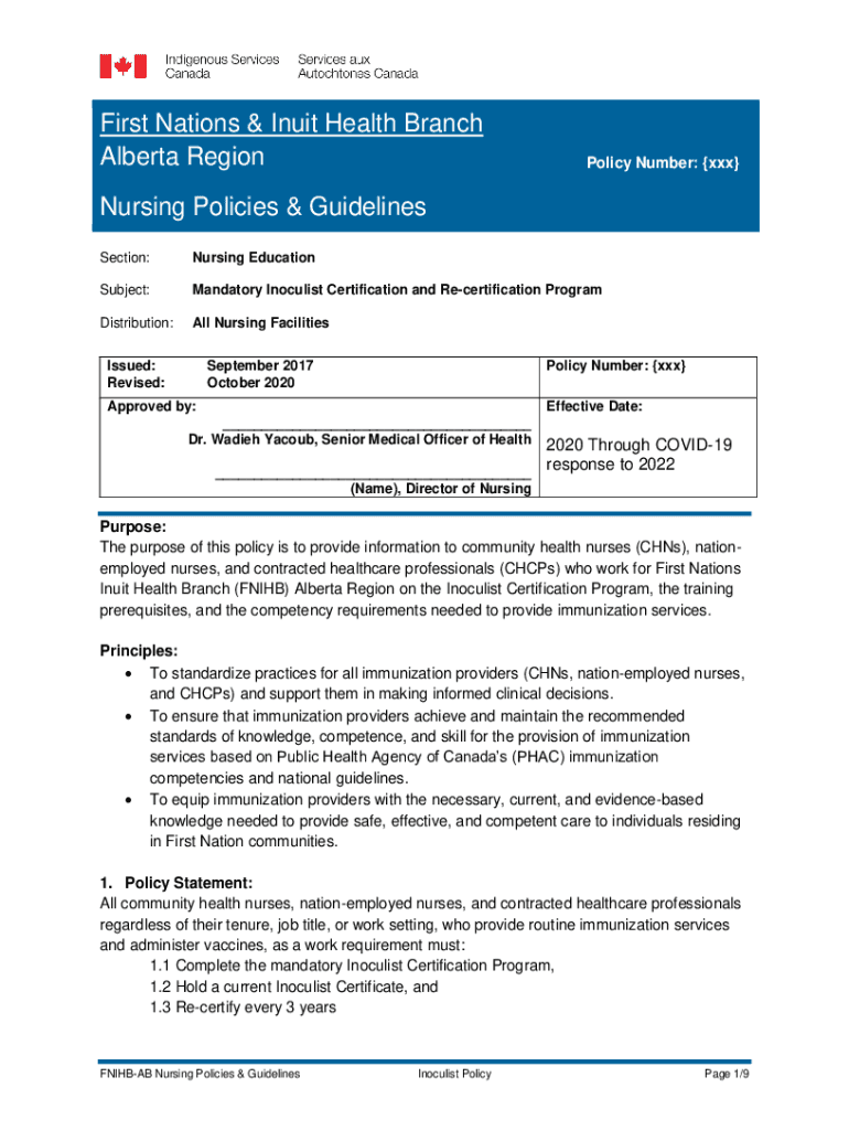 Fillable Online First Nations & Inuit Health Branch Alberta Region