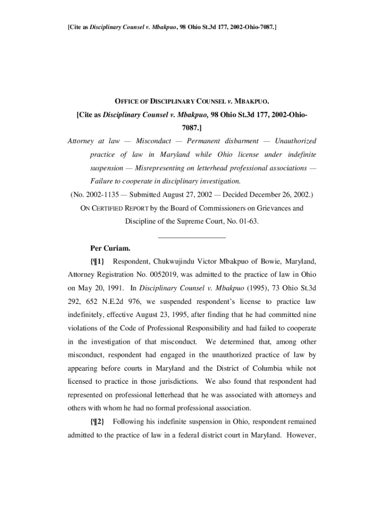 Fillable Online Attorney Grievance Commission of Maryland v. Kevin Fax Email Print pdfFiller