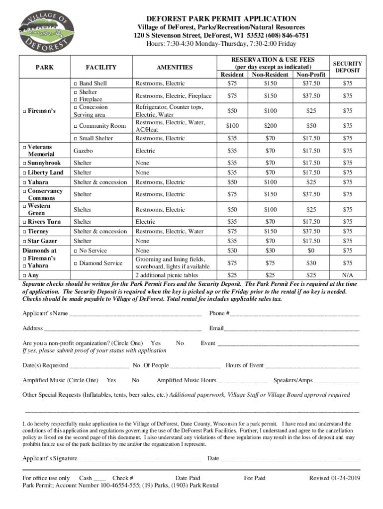 Fillable Online Applications, Forms & Permits Village of DeForest