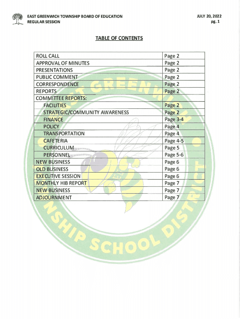 Fillable Online 62122 East Greenwich School Committee Agenda Fax