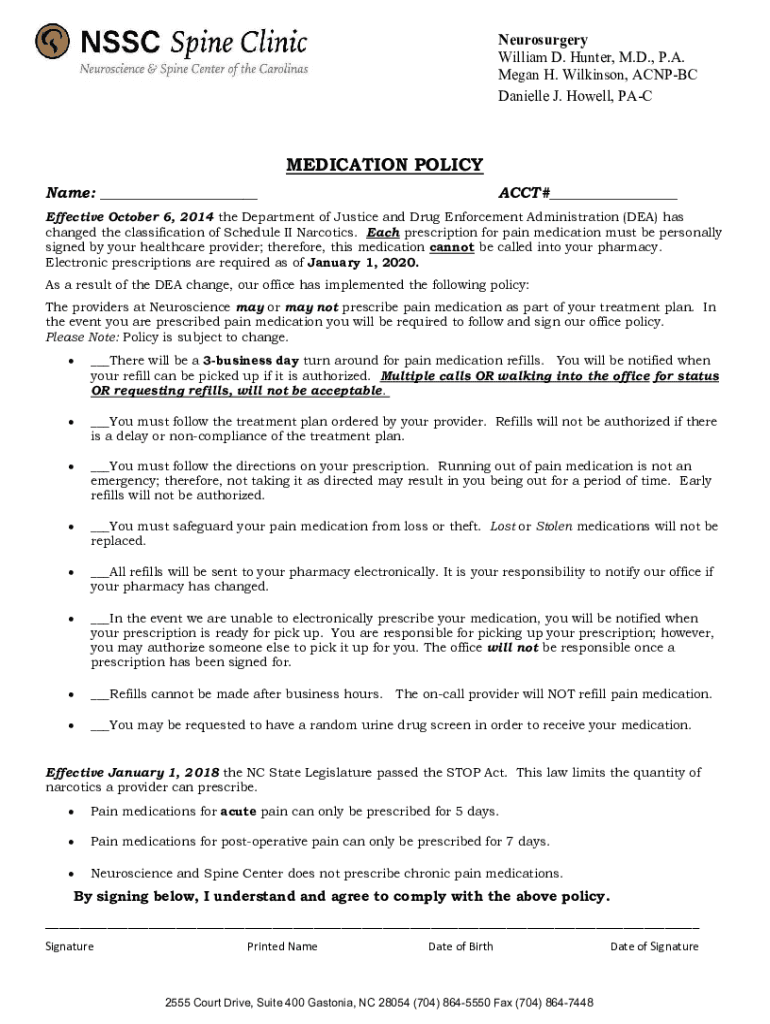 Fillable Online MEDICATION POLICY Fax Email Print pdfFiller