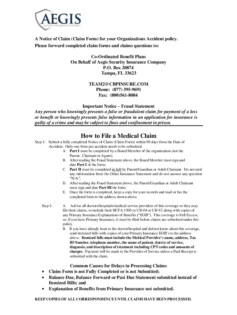 Fillable Online proof of loss- special risk accident claim form Fax ...