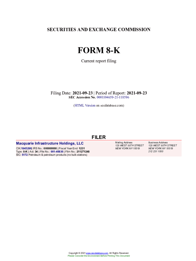 Fillable Online Macquarie Infrastructure Holdings, LLC Form 8K/A