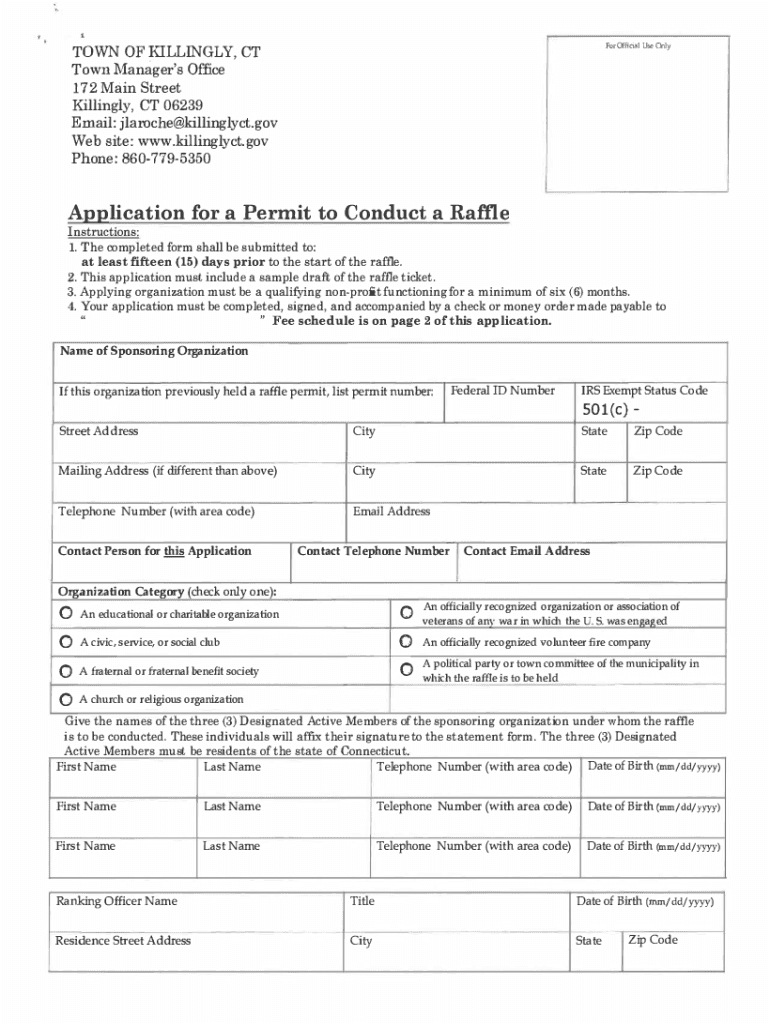Fillable Online Town ManagerTown of Killingly CT Fax Email Print