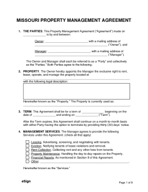 Missouri Property Management Agreement