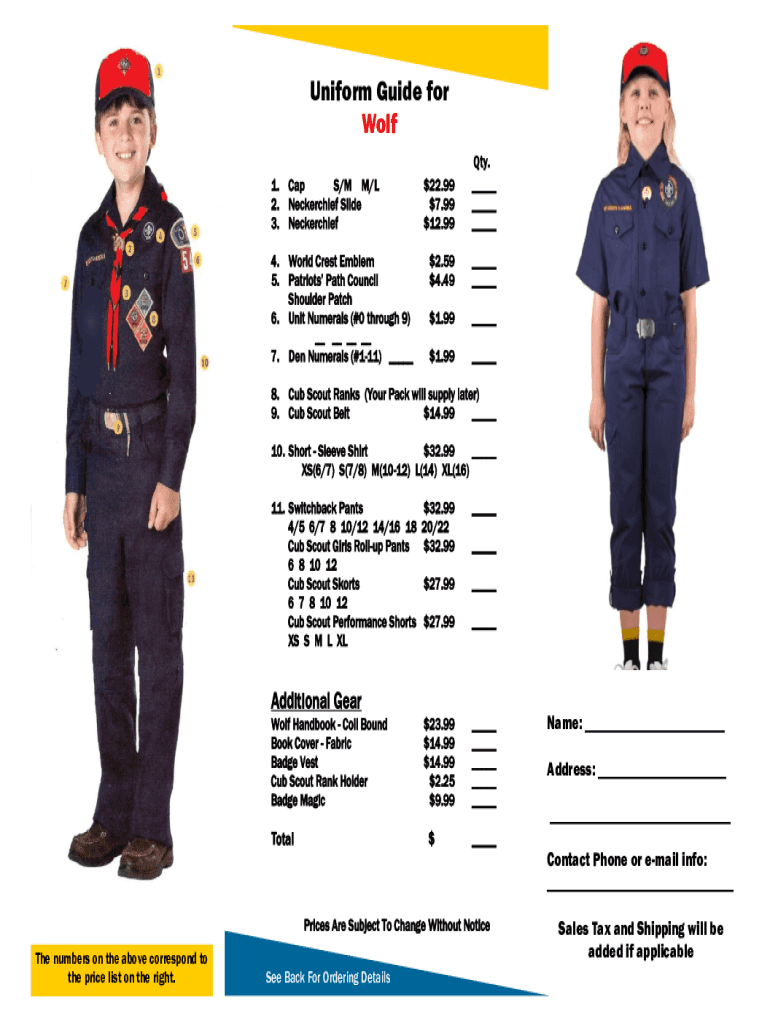 Fillable Online Uniform Guide for Cub Scout Leaders Fax Email Print