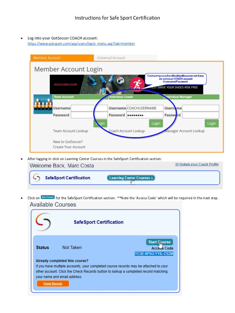 Fillable Online How to Upload a SafeSport certificate into GotSport Fax