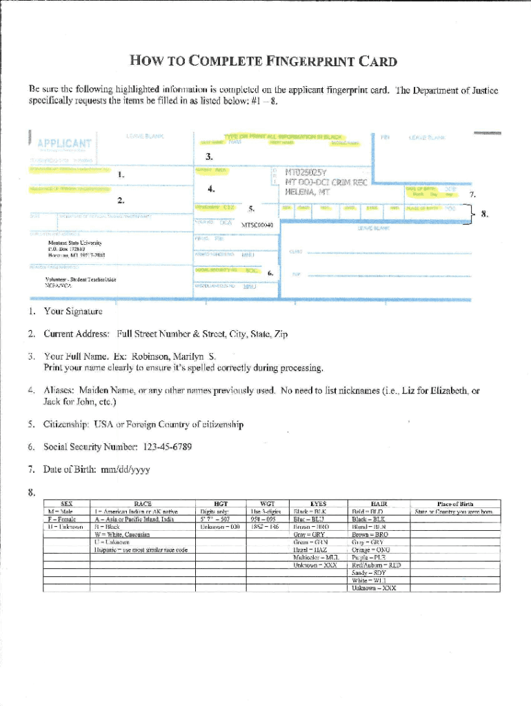 Fillable Online How TO COMPLETE FINGERPRINT CARD Fax Email Print