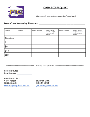 Fillable Online Cash Box Request Form - NET Fax Email Print - pdfFiller