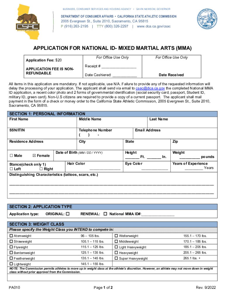 California State Athletic Commission Forms - DocHub Preview on Page 1