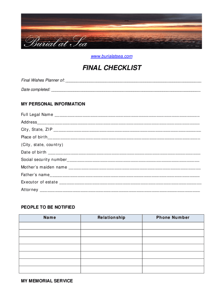 Fillable Online Final Wishes Planner - Fill Online, Printable, Fillable ...