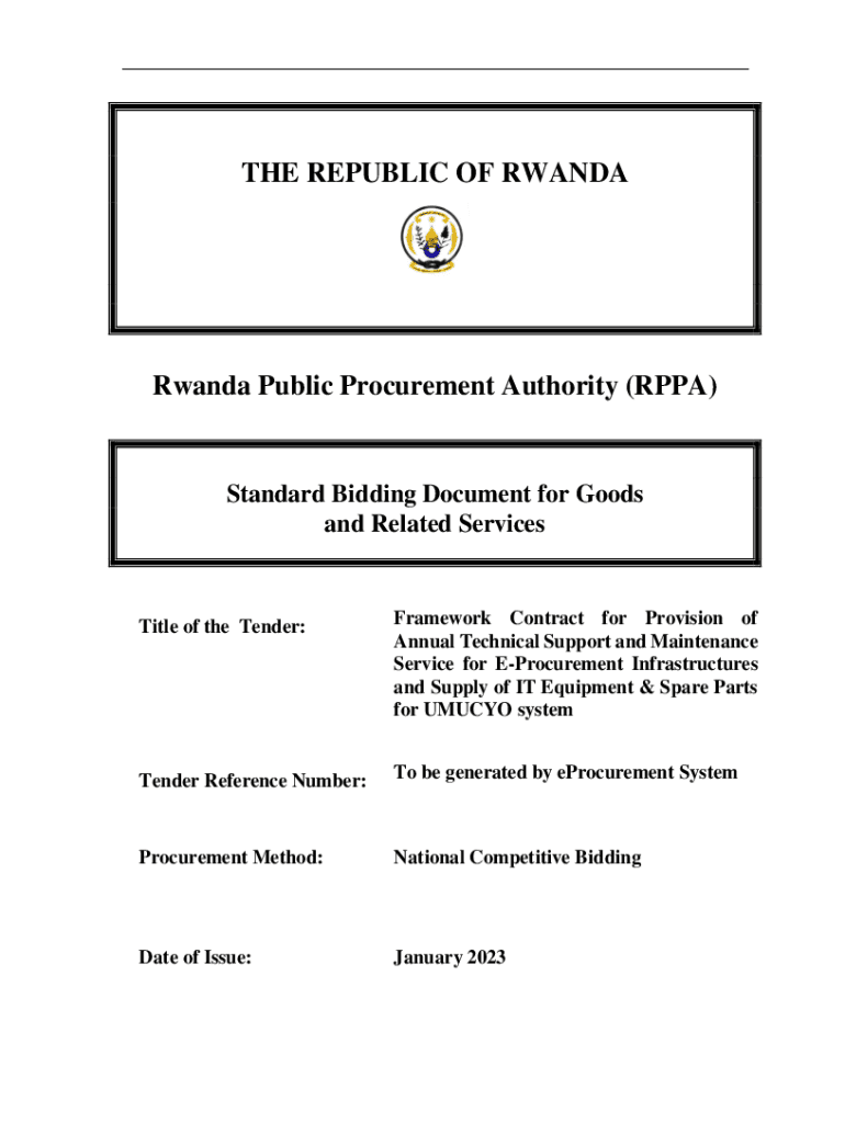Fillable Online THE REPUBLIC OF RWANDA Rwanda Public Procurement ...
